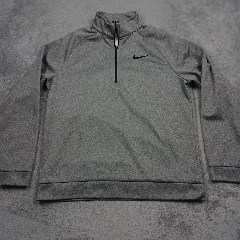 Nike Sweater Mens Large Gray 1/4 Zip Pullover Fleece Dri Fit